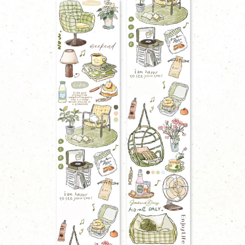 Cozy Café Life – Korean Aesthetic Washi Tape Roll