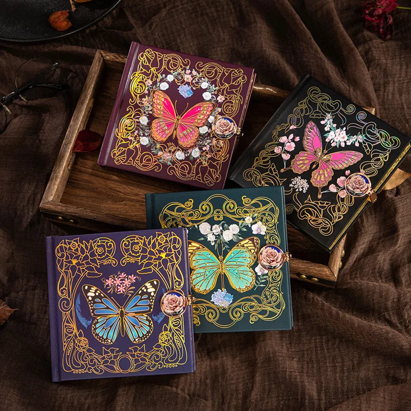 Butterflies & Flowers Vintage Hardcover Journal with Magnetic Clasp