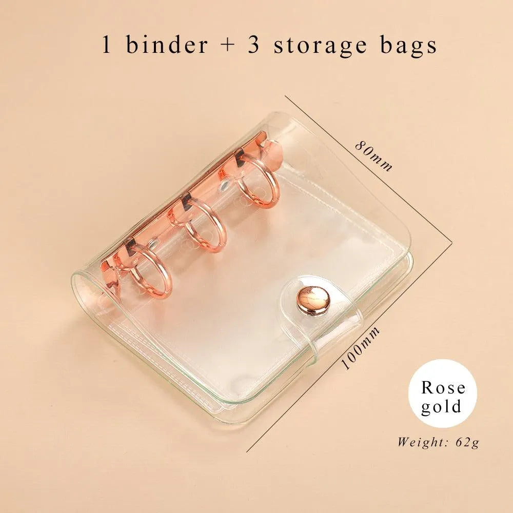 Mini Transparent Ring Binders with Storage Bag and Inserts for Journaling & Scrapbooking - PaperWrld