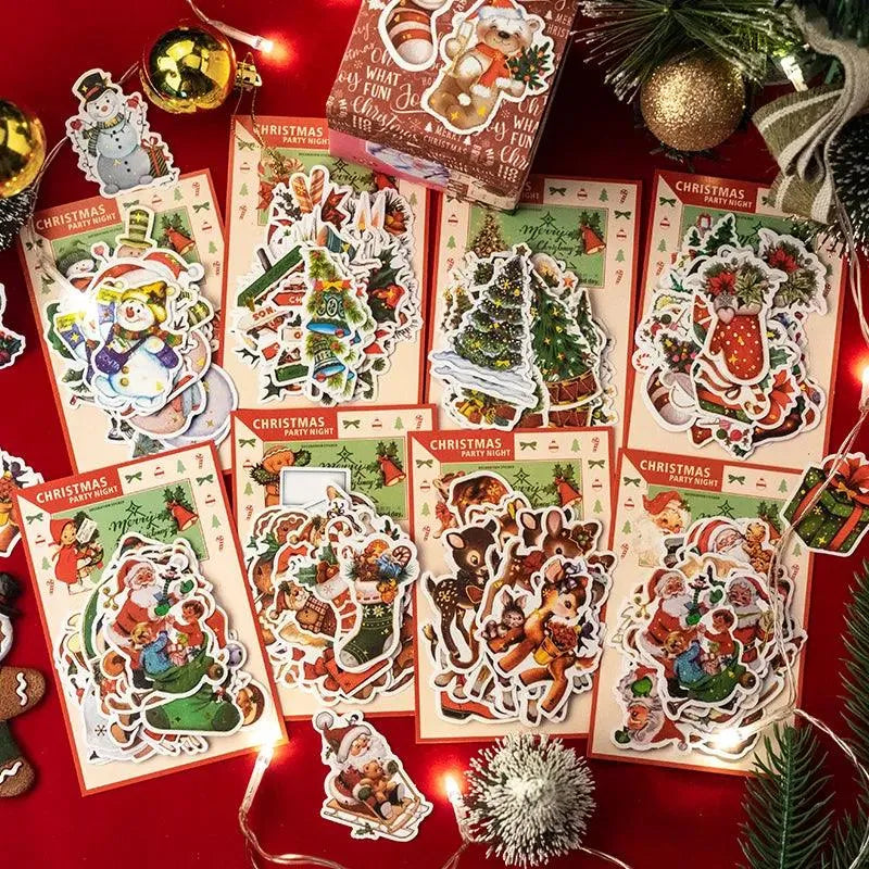30 Pcs Christmas Glossy Adhesive Paper Stickers Pack for Journaling & Scrapbooking - PaperWrld