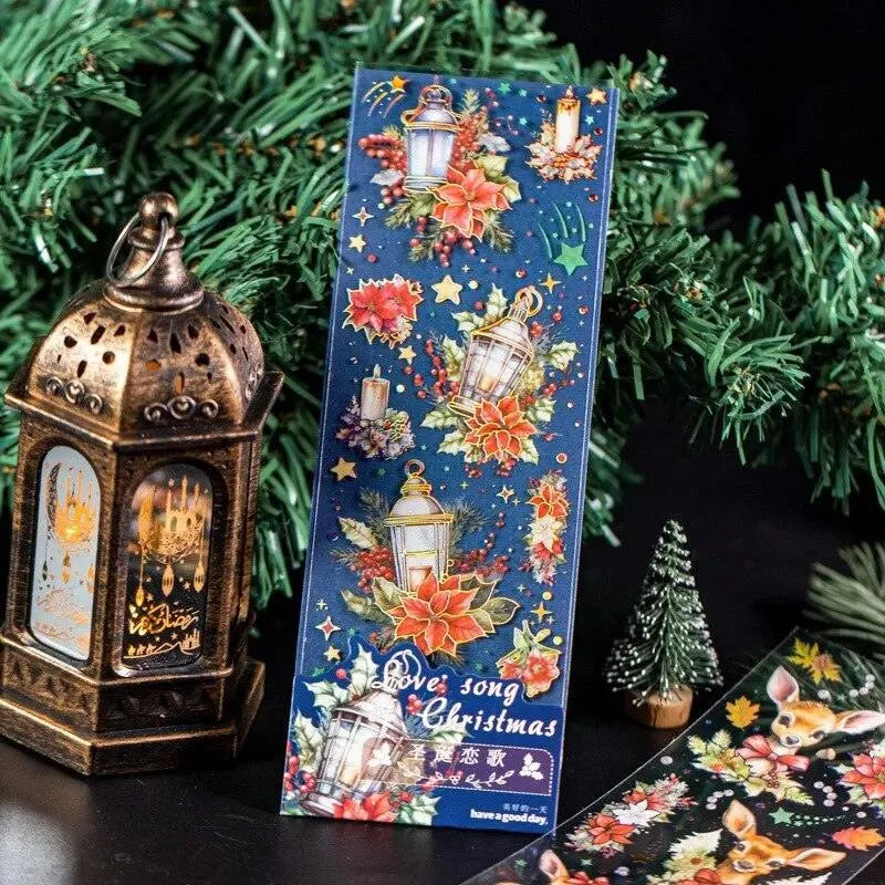 2 Pcs Christmas Decorations Stickers Vintage Gold Foil Christmas Stickers For Scrapbooking Journaling Planner Album Diary DIY for Journaling & Scrapbooking - PaperWrld