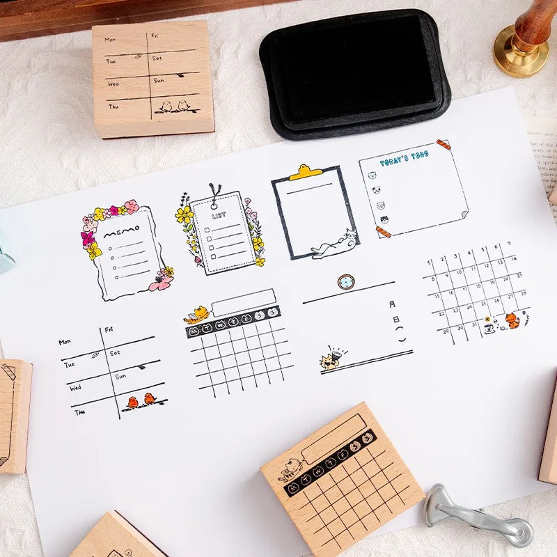 Cute Planner Wooden Rubber Stamp
