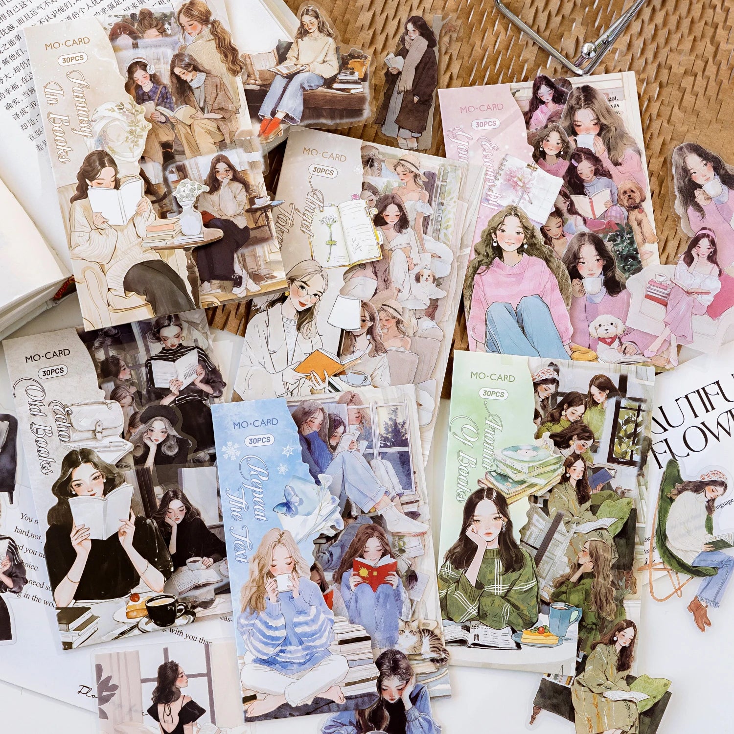 Elegant Reading PET Sticker Pack