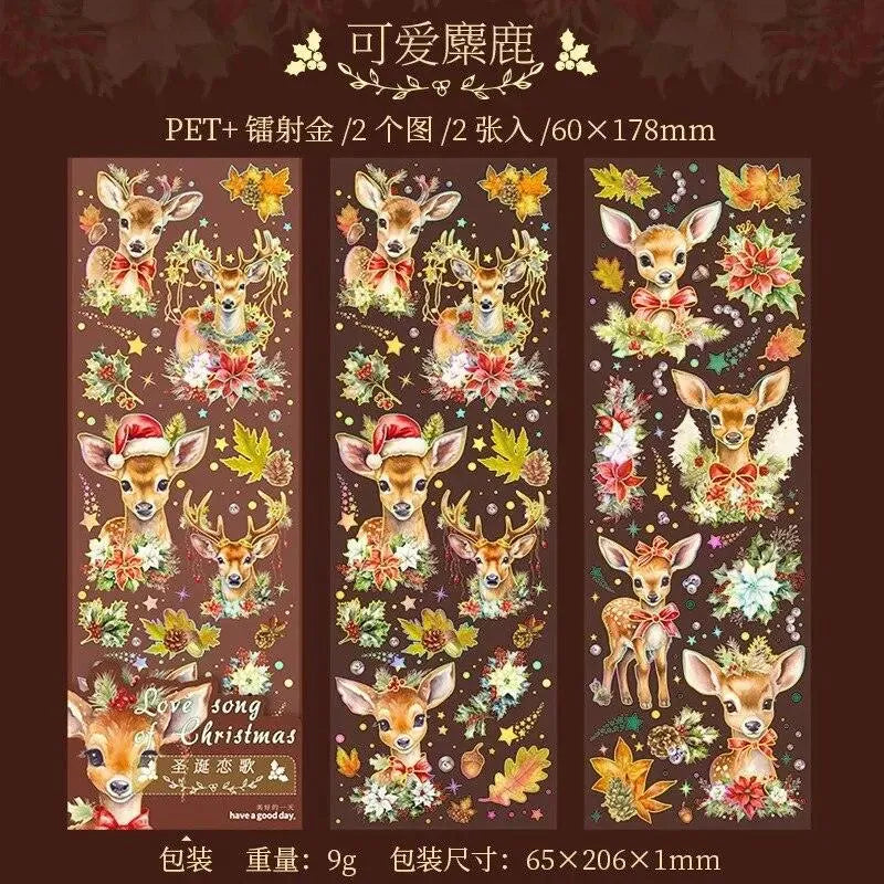 2 Pcs Christmas Decorations Stickers Vintage Gold Foil Christmas Stickers For Scrapbooking Journaling Planner Album Diary DIY for Journaling & Scrapbooking - PaperWrld