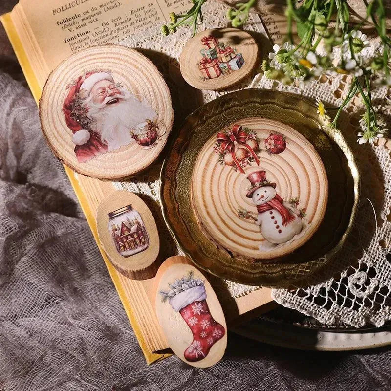 Vintage Weihnachtsengel & Weihnachtsmann Rub-On Transfer Sticker