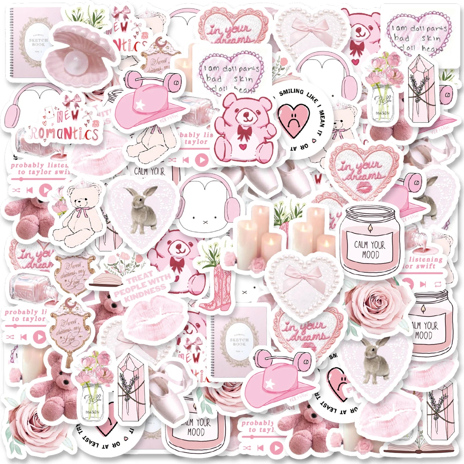 Aesthetic Pink Paper Stickers