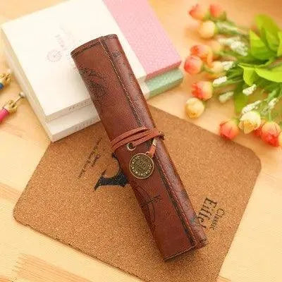 Vintage PU Leather Pencil Roll for Journaling & Scrapbooking - PaperWrld