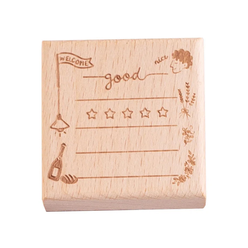 Cute Cat Wooden Rubber Stamp