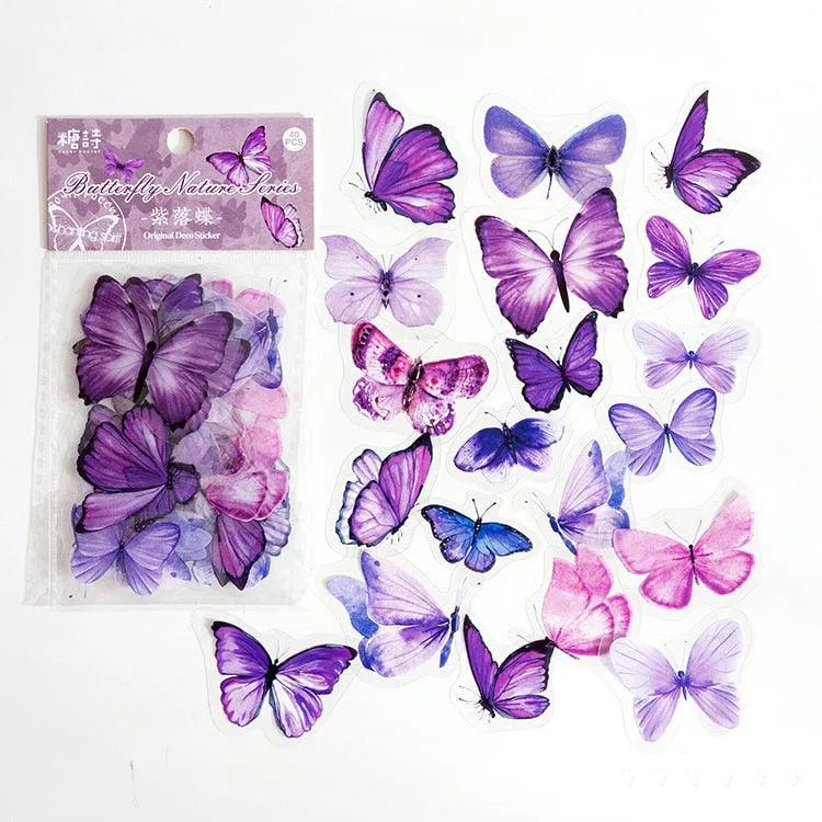 40 Pcs PET Butterfly Stickers for Journaling & Scrapbooking - PaperWrld