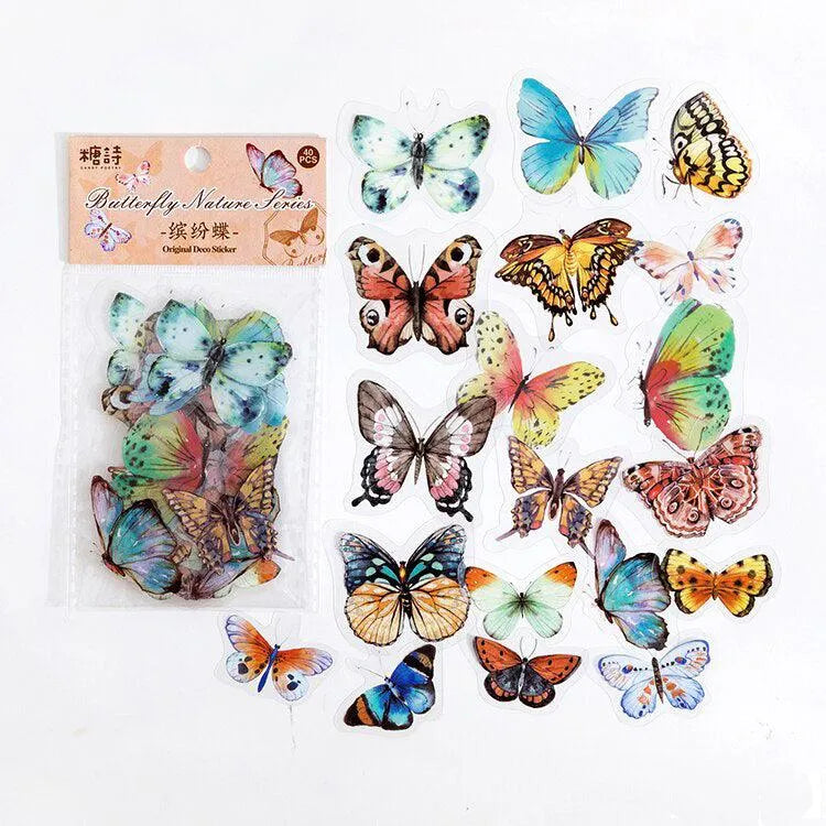 40 Pcs PET Butterfly Stickers for Journaling & Scrapbooking - PaperWrld