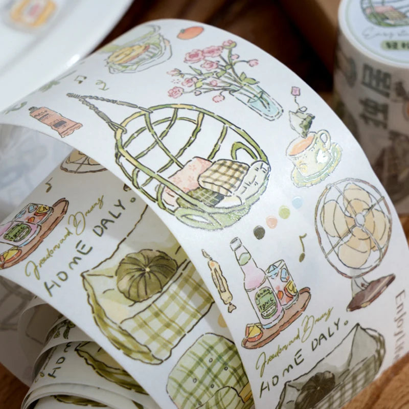 Cozy Café Life – Korean Aesthetic Washi Tape Roll