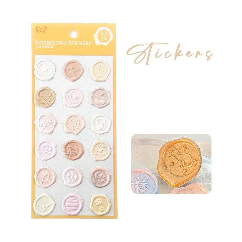 18 Pcs/Pack Adhesive Wax Seals - Vibrant Decorative Stickers for Journaling & Scrapbooking - PaperWrld