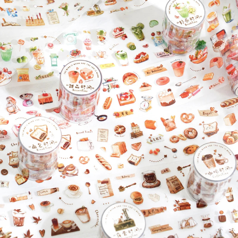 Snack Time PET Washi Tape – Die-Cut Food Sticker Roll