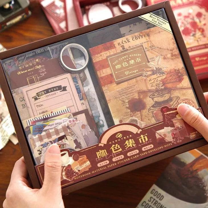 Rose or Coffee-themed Scrapbooking Box Set 123 Pcs for Journaling & Scrapbooking - PaperWrld