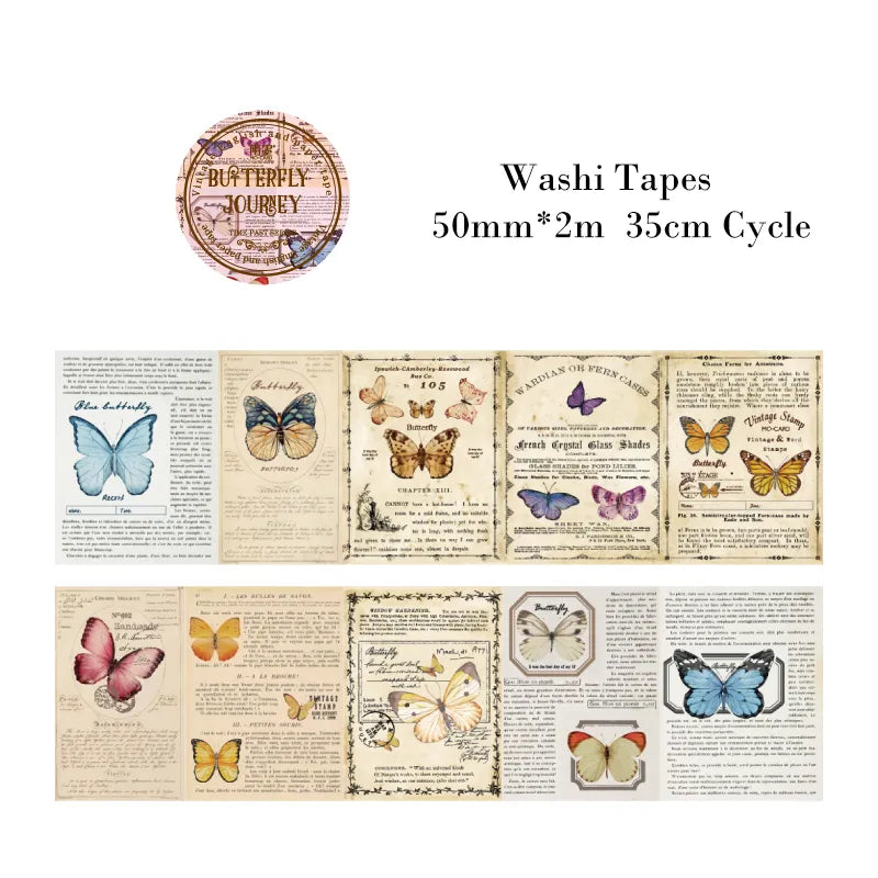 Timeless Narratives Washi Tape - Single Adhesive Rolls - Butterfly Journey - PaperWrld