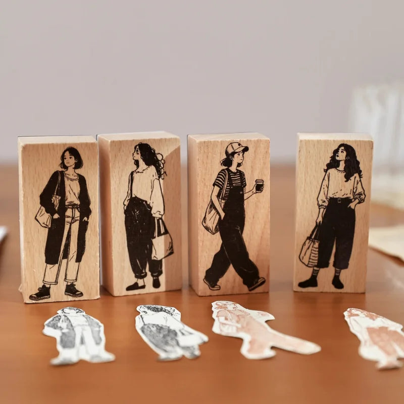Leisure Time | Aesthetic Wooden Rubber Stamp Collection (8 Styles)