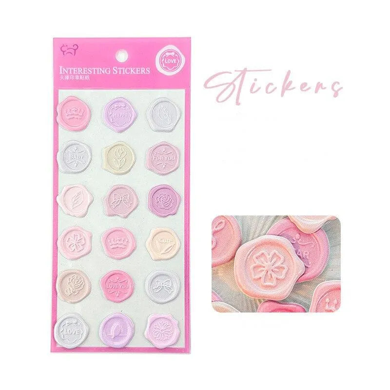 18 Pcs/Pack Adhesive Wax Seals - Vibrant Decorative Stickers for Journaling & Scrapbooking - PaperWrld