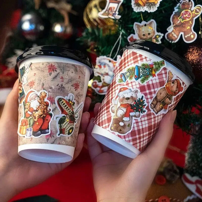 30 Pcs Christmas Glossy Adhesive Paper Stickers Pack for Journaling & Scrapbooking - PaperWrld