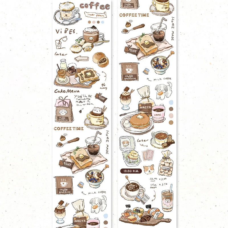 Cozy Café Life – Korean Aesthetic Washi Tape Roll