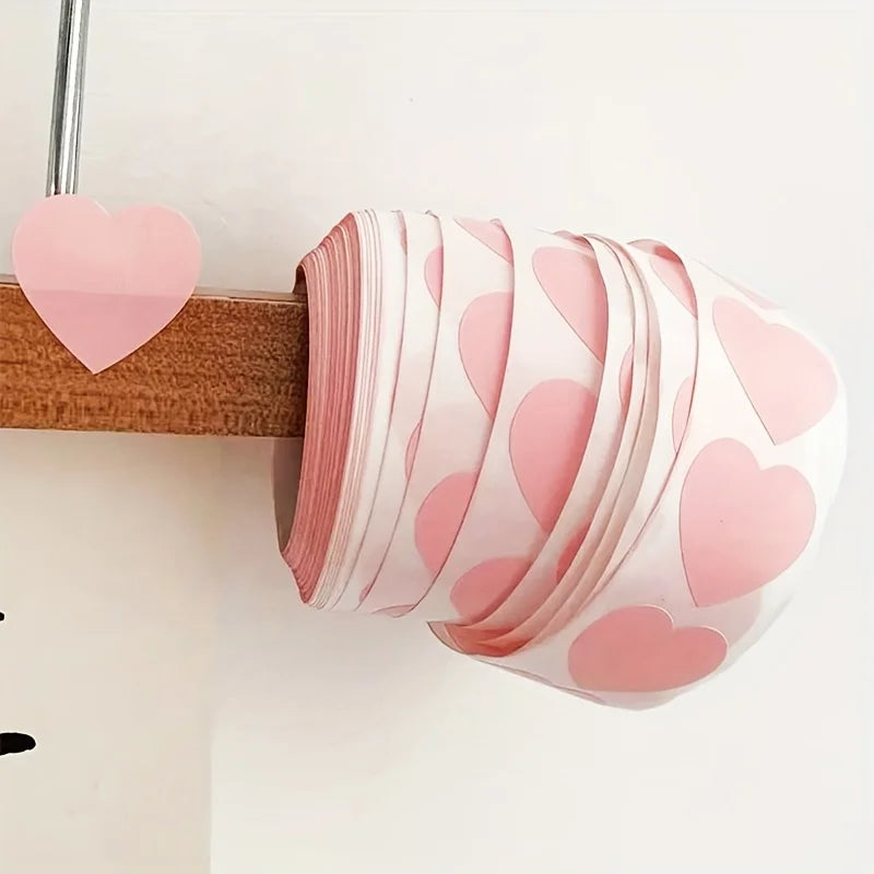 Pink Heart Stickers Roll