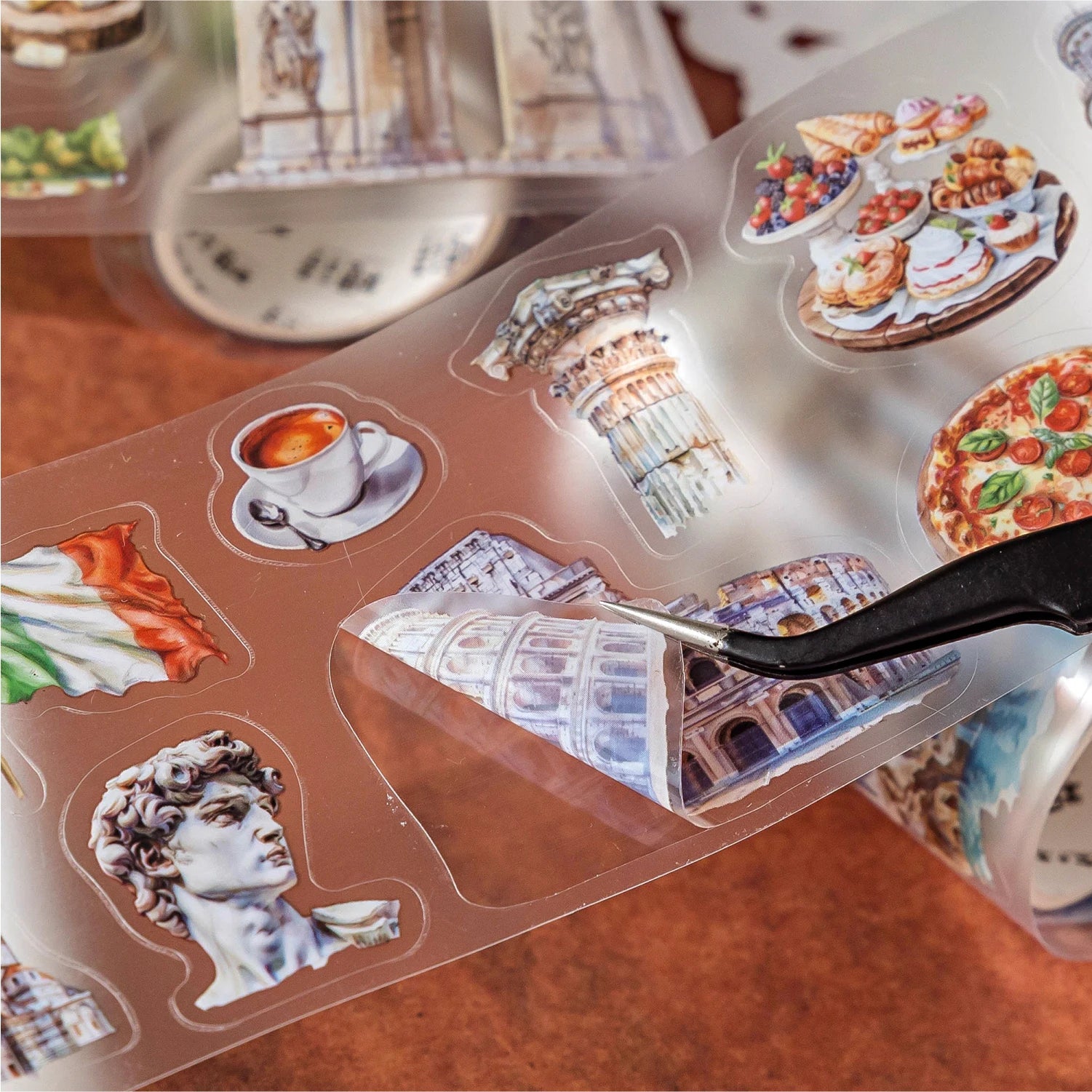 Wanderlust Whimsy – Travel Landmark PET Sticker Roll