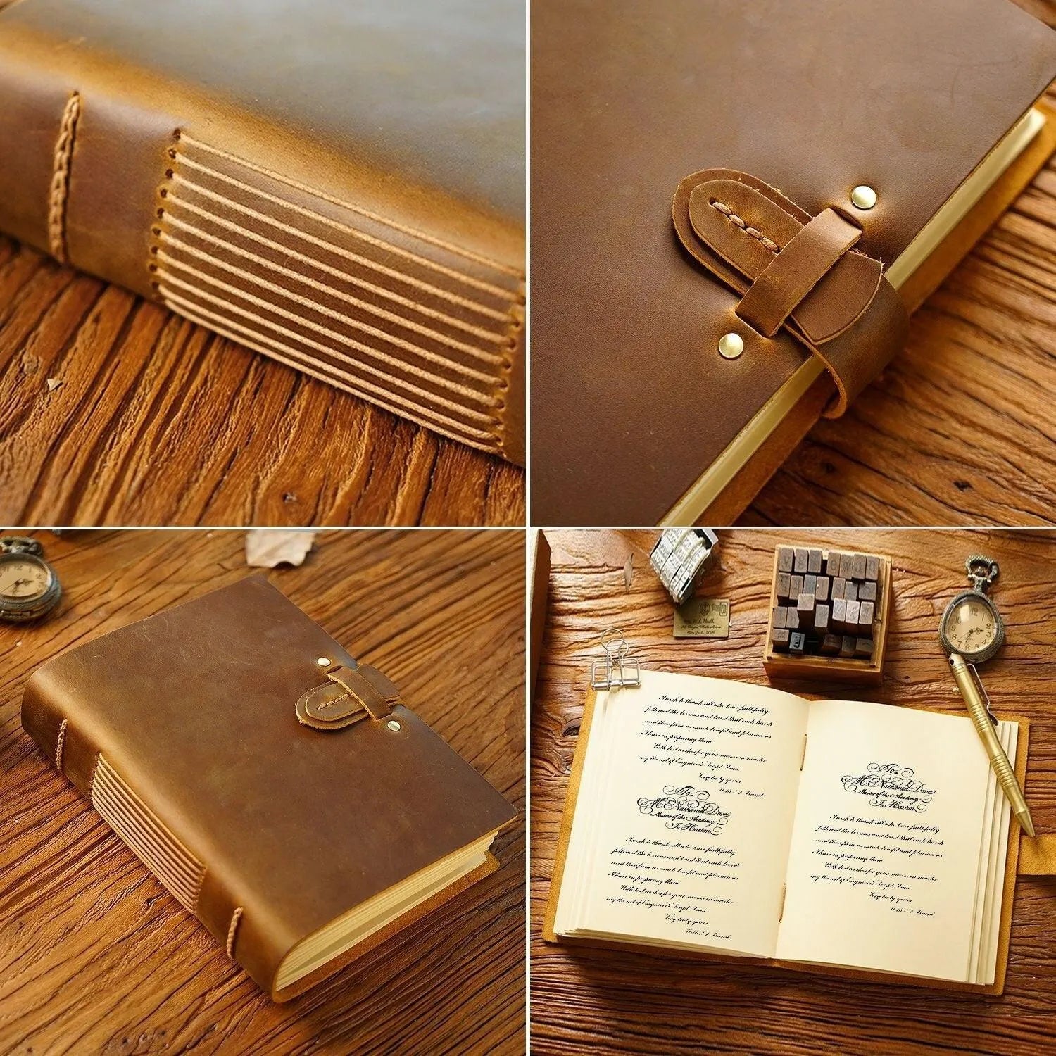 Smooth and Embossed Kraft Paper Leather Notebook for Journaling & Scrapbooking - PaperWrld