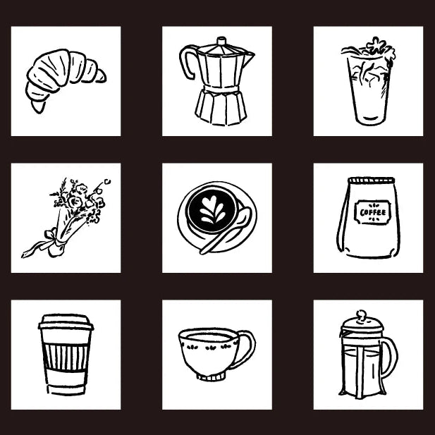 Cute Coffee World Mini Wooden Stamp Set