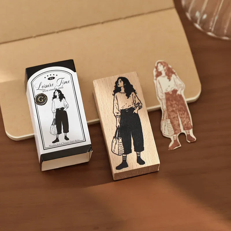 Leisure Time | Aesthetic Wooden Rubber Stamp Collection (8 Styles)
