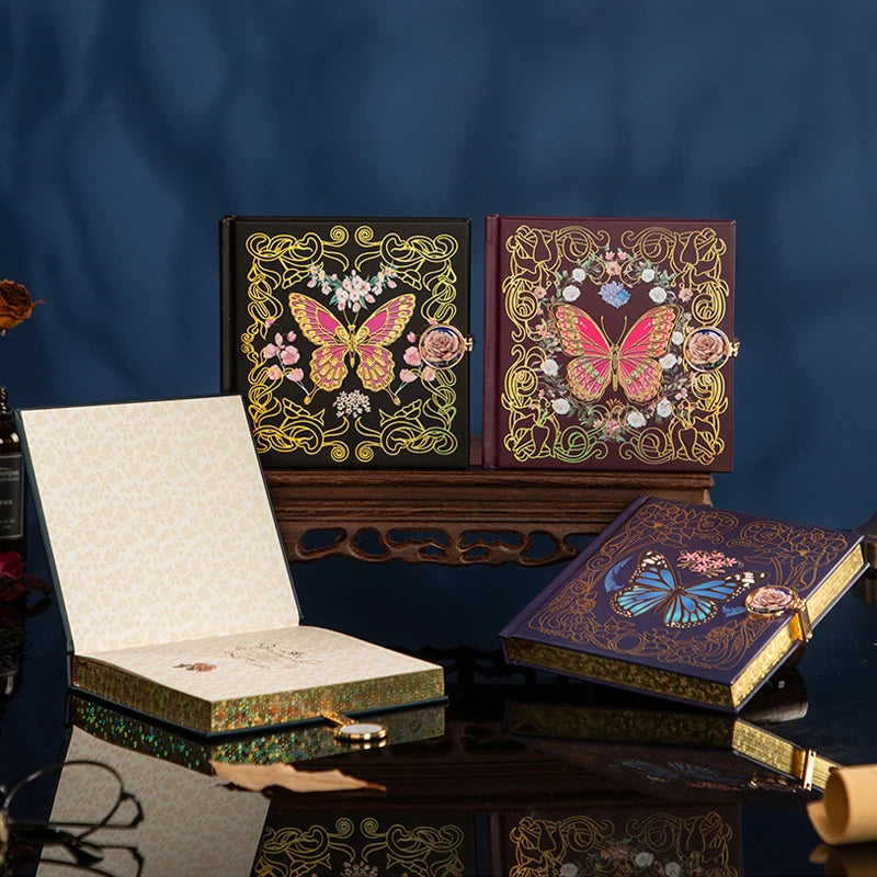 Butterflies & Flowers Vintage Hardcover Journal with Magnetic Clasp