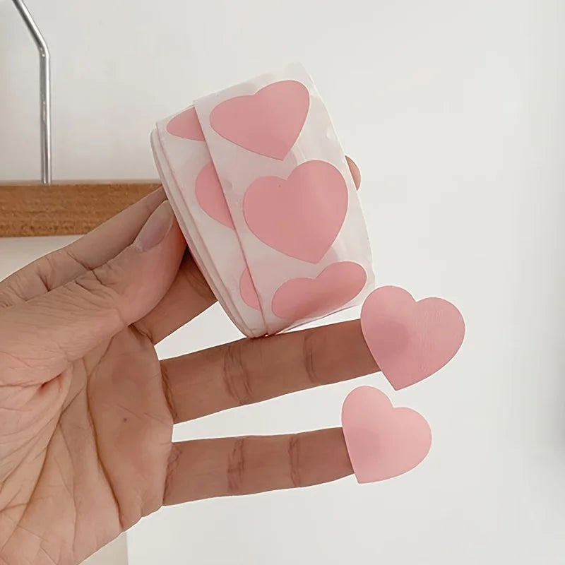 Pink Heart Stickers Roll
