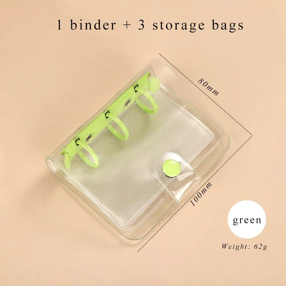 Mini Transparent Ring Binders with Storage Bag and Inserts for Journaling & Scrapbooking - PaperWrld