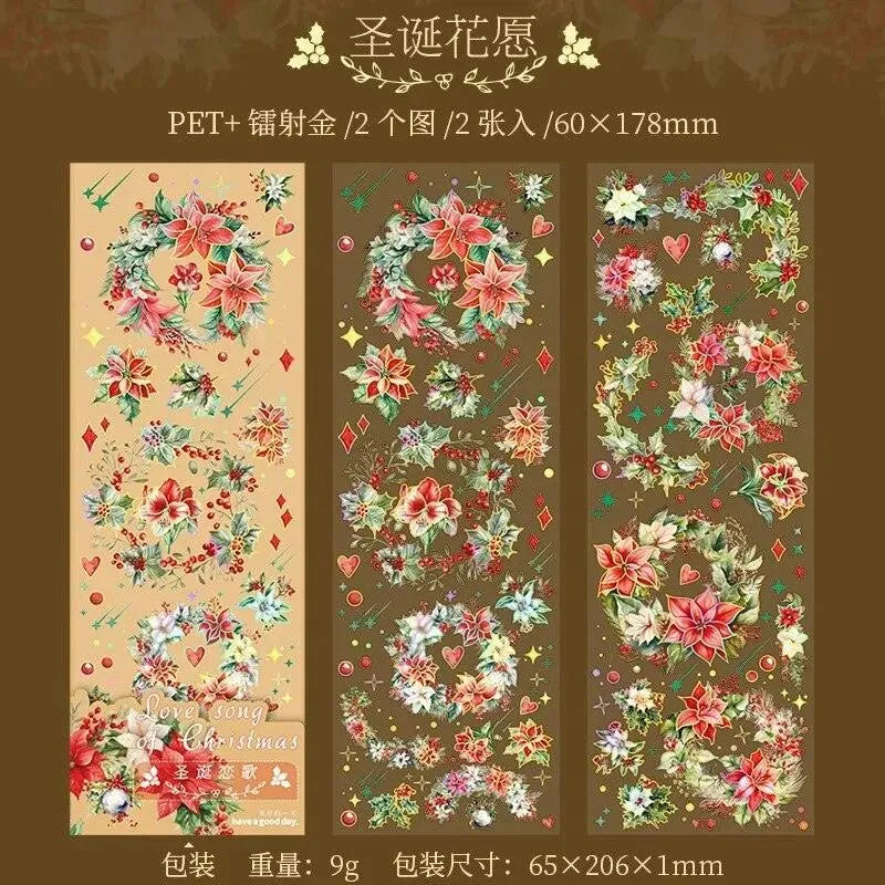 2 Pcs Christmas Decorations Stickers Vintage Gold Foil Christmas Stickers For Scrapbooking Journaling Planner Album Diary DIY for Journaling & Scrapbooking - PaperWrld