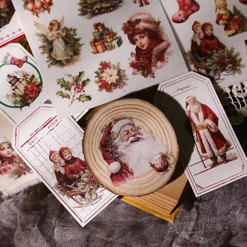 Vintage Weihnachtsengel & Weihnachtsmann Rub-On Transfer Sticker