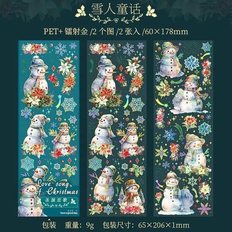 2 Pcs Christmas Decorations Stickers Vintage Gold Foil Christmas Stickers For Scrapbooking Journaling Planner Album Diary DIY for Journaling & Scrapbooking - PaperWrld