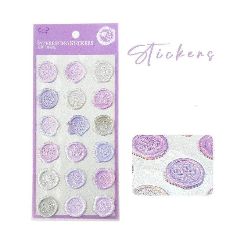 18 Pcs/Pack Adhesive Wax Seals - Vibrant Decorative Stickers for Journaling & Scrapbooking - PaperWrld