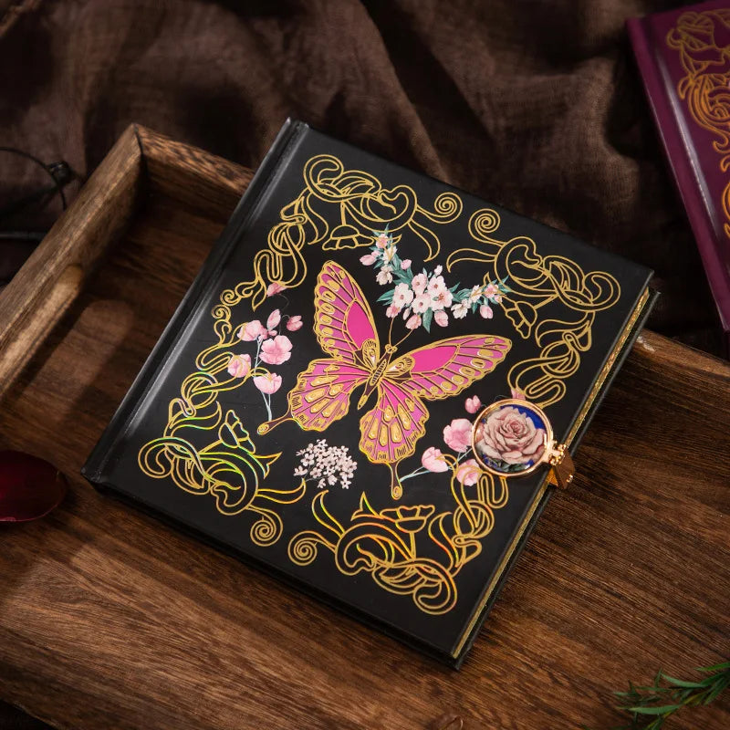 Butterflies & Flowers Vintage Hardcover Journal with Magnetic Clasp