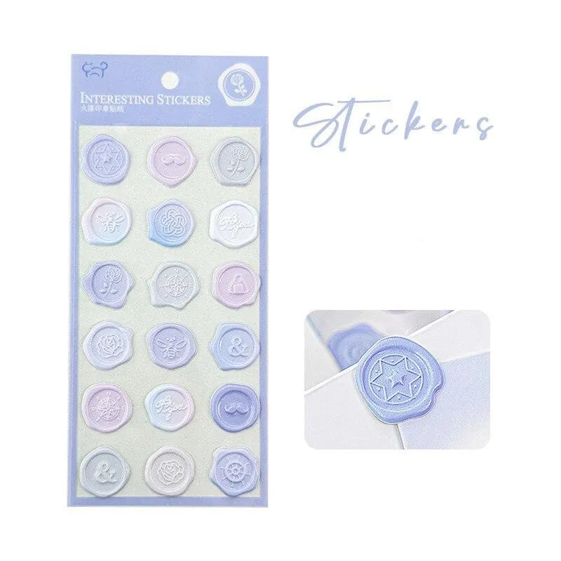 18 Pcs/Pack Adhesive Wax Seals - Vibrant Decorative Stickers for Journaling & Scrapbooking - PaperWrld