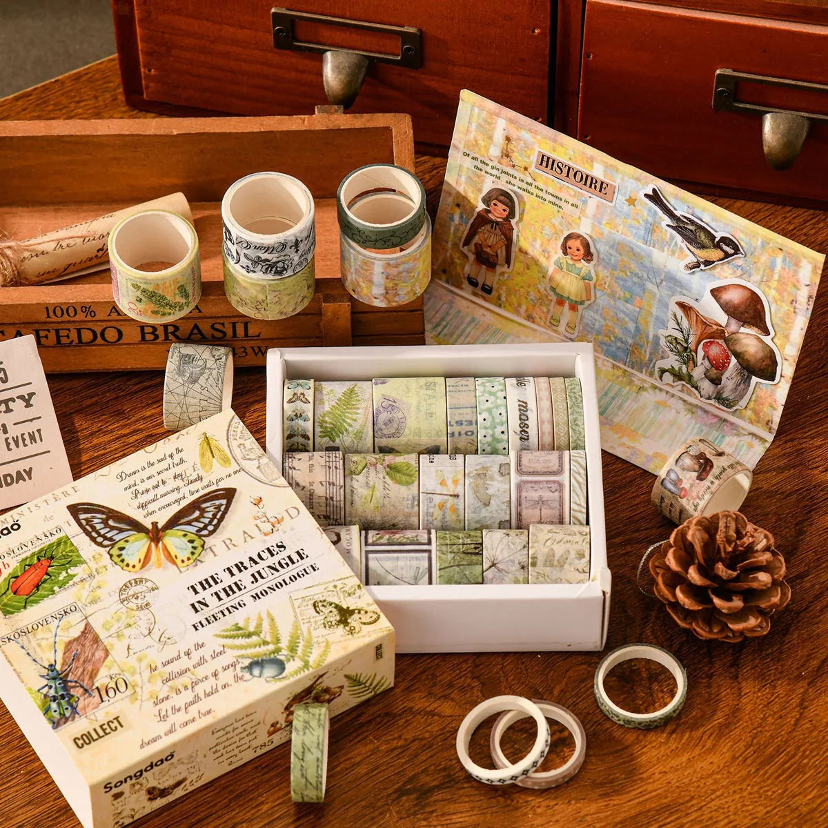 Vintage Washi Tape Library – 20 Rolls Set