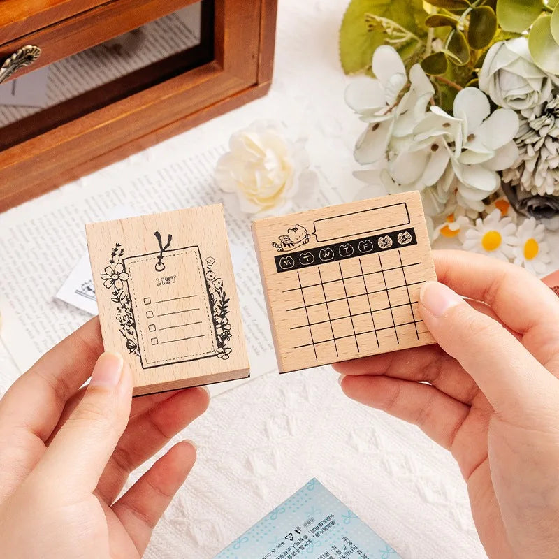 Cute Planner Wooden Rubber Stamp