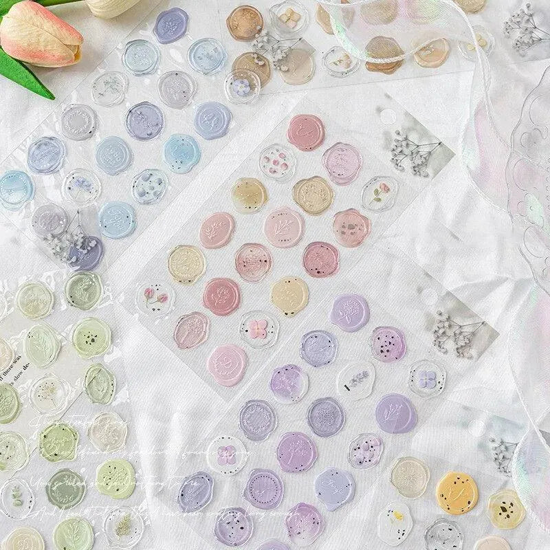 Pastel Bloom Wax Seal Stickers - 18 Pcs Set