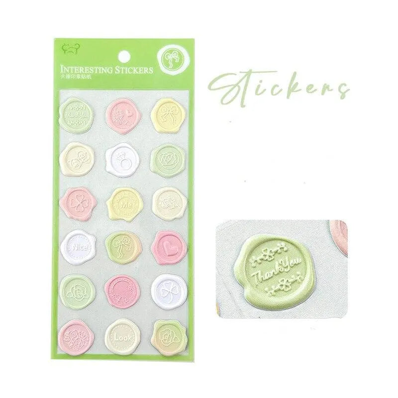 18 Pcs/Pack Adhesive Wax Seals - Vibrant Decorative Stickers for Journaling & Scrapbooking - PaperWrld