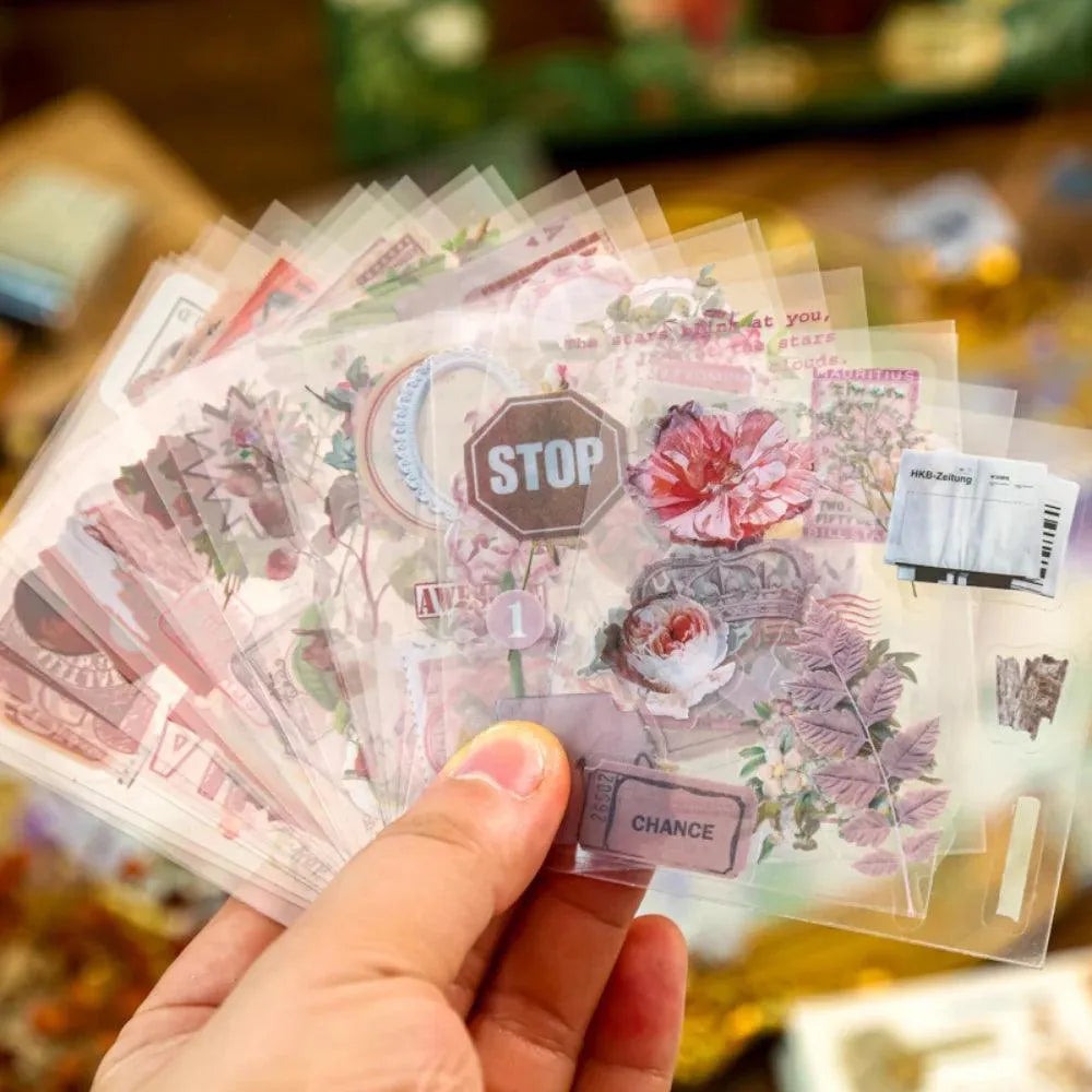 Vintage Garden 100-Piece PET Sticker Set for Journaling & Scrapbooking - PaperWrld