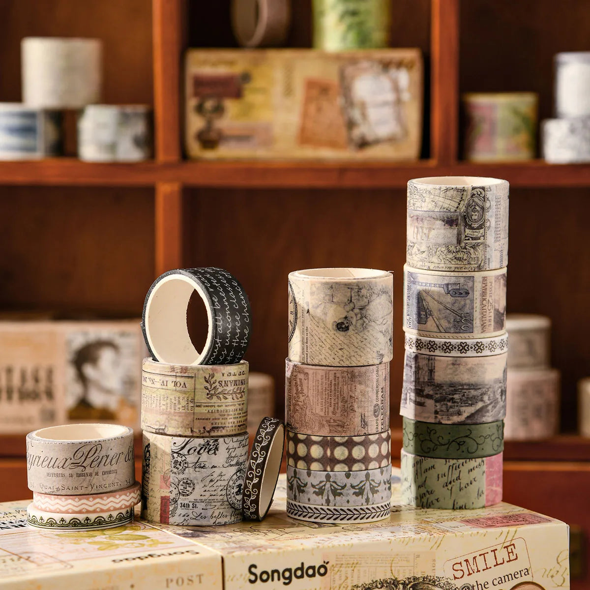 Vintage Washi Tape Library – 20 Rolls Set