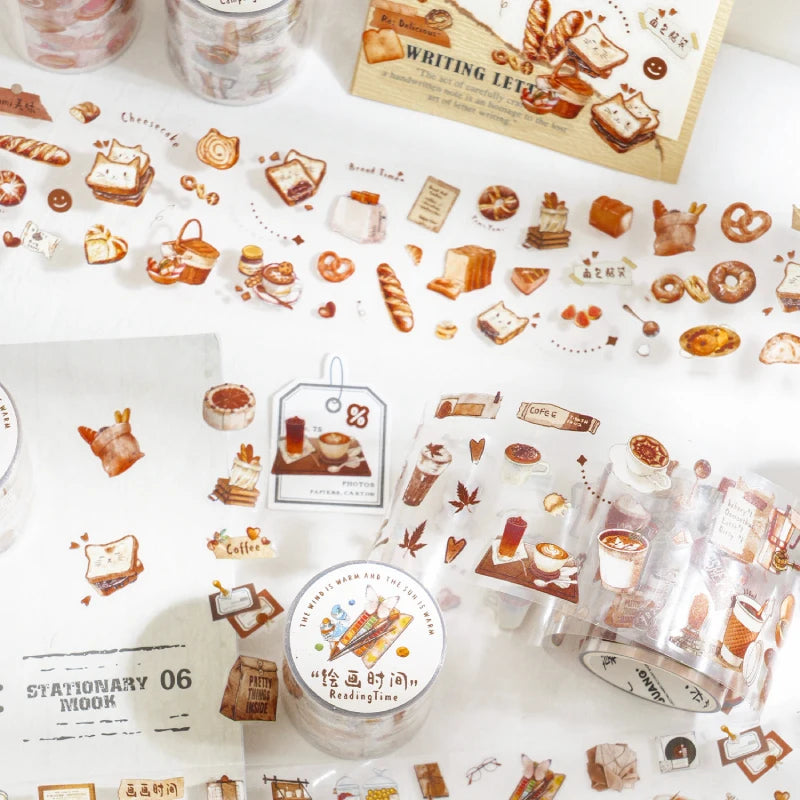 Snack Time PET Washi Tape – Die-Cut Food Sticker Roll