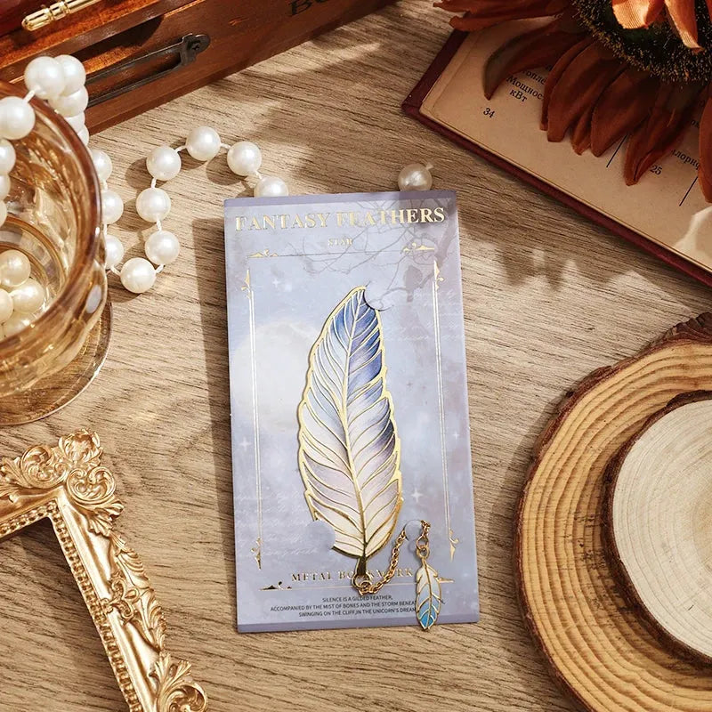 Fantasy Feather Metal Bookmark
