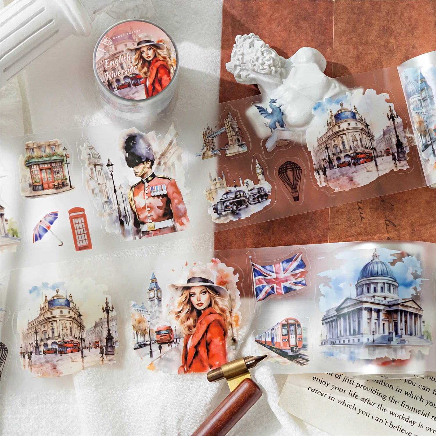 Wanderlust Whimsy – Travel Landmark PET Sticker Roll