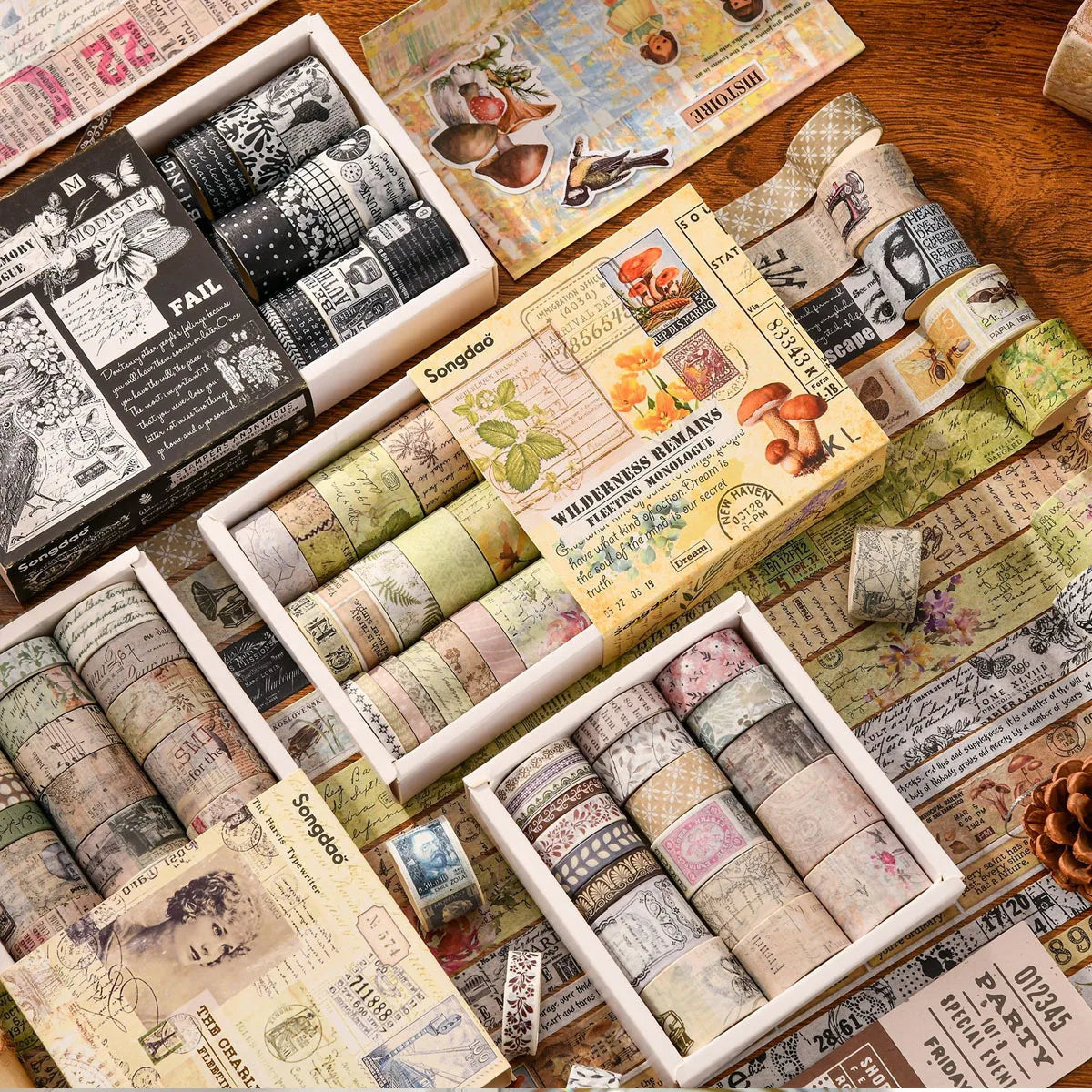 Vintage Washi Tape Library – 20 Rolls Set