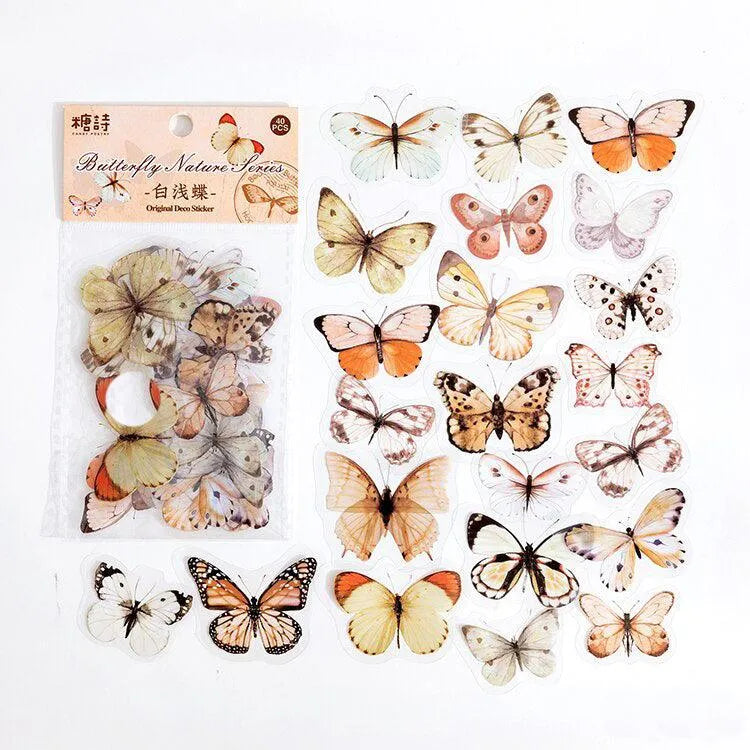 40 Pcs PET Butterfly Stickers for Journaling & Scrapbooking - PaperWrld