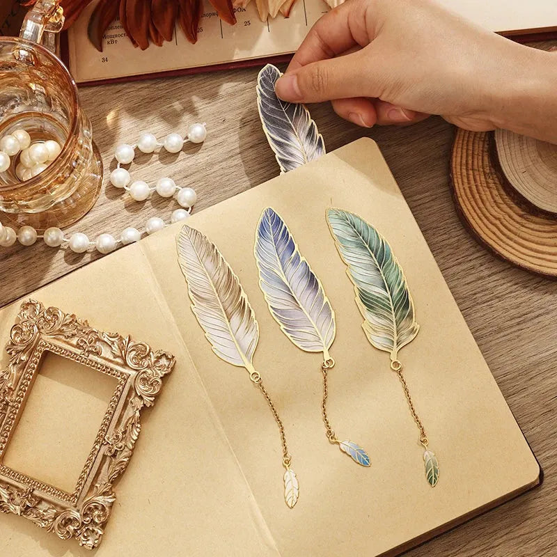 Fantasy Feather Metal Bookmark