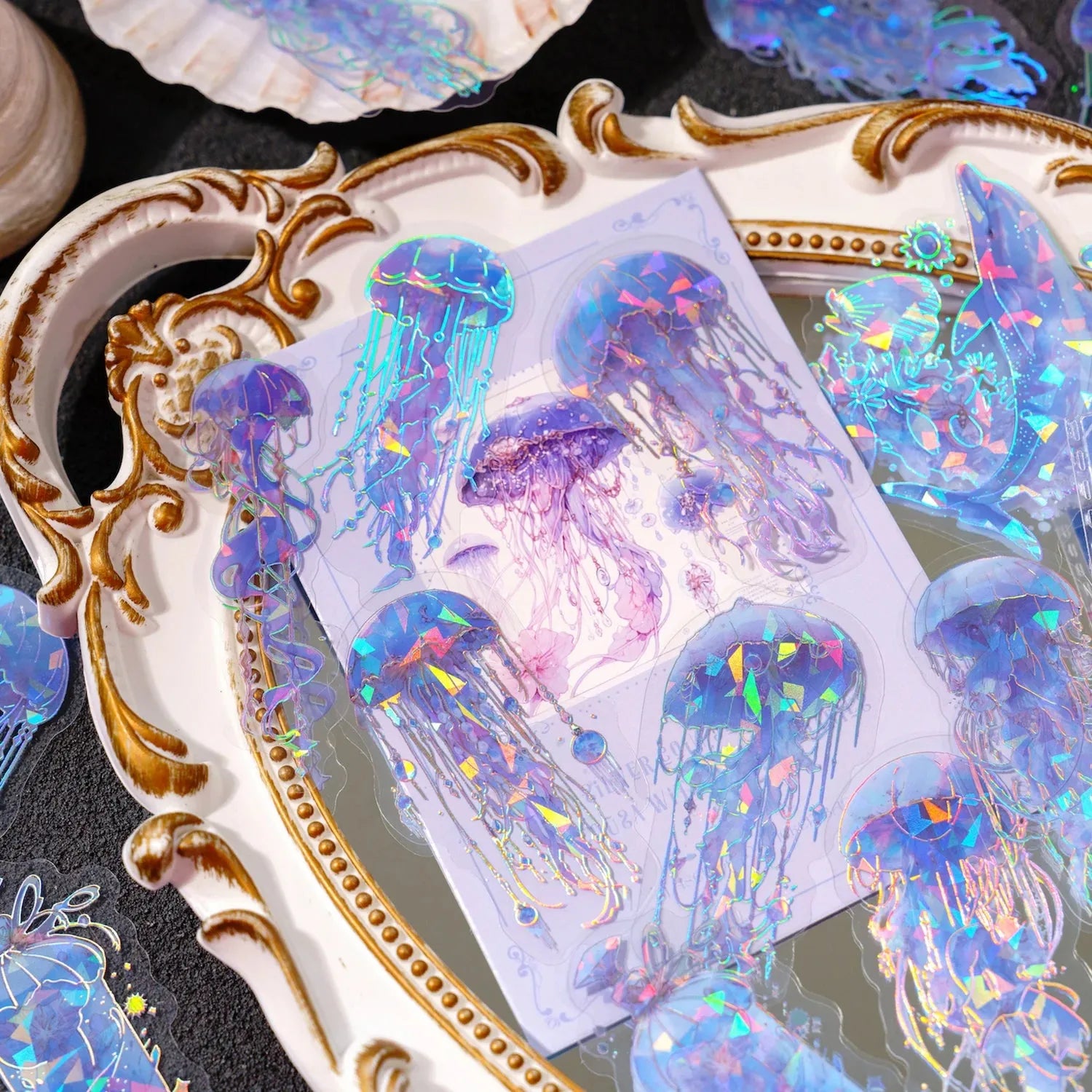 Holographic Jellyfish Sticker Pouch